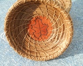 Pine Needle Basket with Leather Center