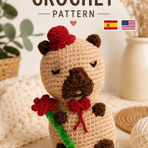 Capybara Crochet Pattern PDF, Valentine Amigurumi Tutorial, Cute Kawaii Plush, Beginner Crochet Pattern Español English