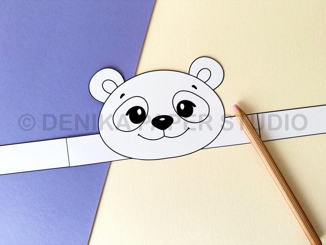 Panda Paper Crown Forest Animal Colouring Printable Kids Craft Costume ...