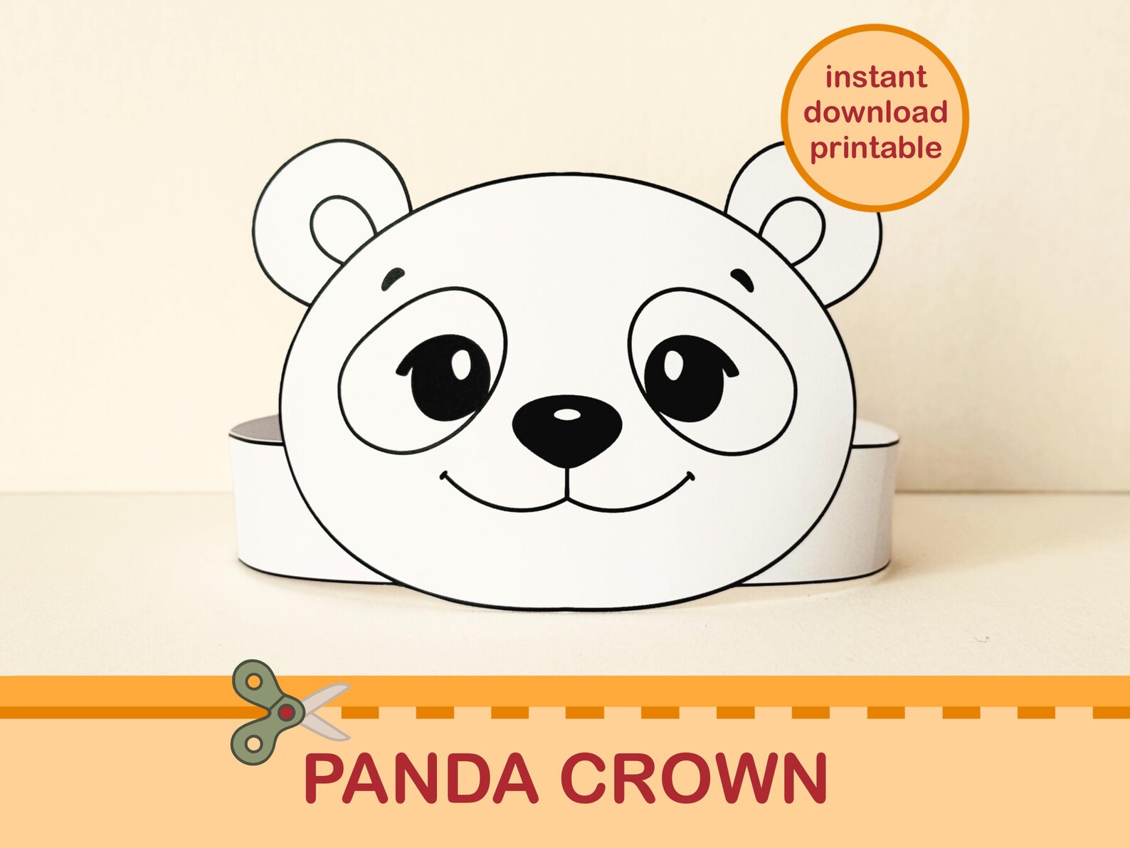 Panda Paper Crown Forest Animal Colouring Printable Kids Craft Costume ...