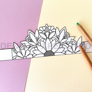 Flower Paper Crown Fairy Colouring Printable Kids Craft Costume DIY ...