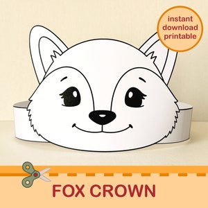 Corona di carta da colorare con animali della foresta, stampabile, per bambini, costume da bosco, fascia fai da te, attività artistica di compleanno, riempitivo per sacchetti da festa, download immediato
