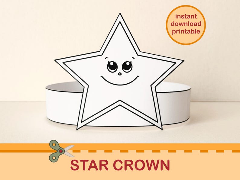 Star Paper Crown Christmas Colouring Printable Kids Craft Costume DIY ...