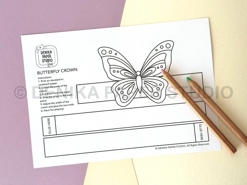 Butterfly Paper Crown Fairy Colouring Printable Kids Craft Summer DIY ...