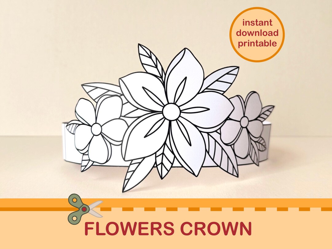 Flower Paper Crown Fairy Colouring Printable Kids Craft Costume DIY ...