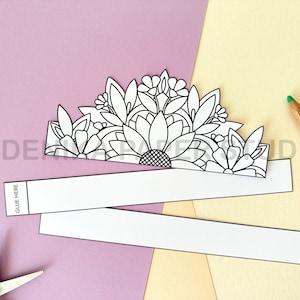 Flower Paper Crown Fairy Colouring Printable Kids Craft Costume DIY ...