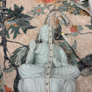 White Ceramic Buddha Statue | Lotus Meditation Decor, 11 Inch image 6