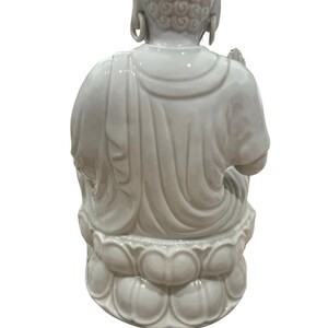 White Ceramic Buddha Statue | Lotus Meditation Decor, 11 Inch image 4