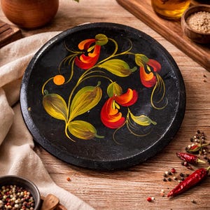 Vintage Kyiv Hand-Painted Plate | USSR Folk Floral Wall Decor