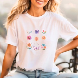 Flowers Tee, Autumn Flower Shirt, Flower T Shirt, Retro Floral Shirt, Vintage Flower Shirt, Plant Lover Shirt, Artsy Flowers