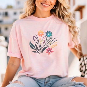 Flowers Tee, Autumn Flower Shirt, Flower T Shirt, Retro Floral Shirt, Vintage Flower Shirt, Plant Lover Shirt