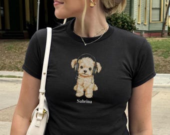 Camiseta personalizada para bebê com show, cropped com nome do artista, produtos de música rave para festival ou show, camiseta com cantor de música favorita, camiseta para bebê de verão, presente para ela