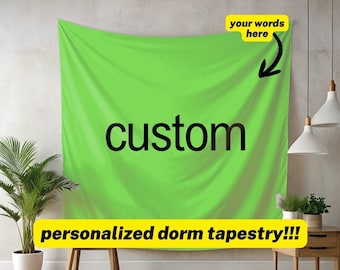 Bratty tapisserie verte personnalisée pour dortoir Meme, décoration murale personnalisée rave drôle, fêtarde appartement universitaire, hyperpop, club rat, so Julia, gay
