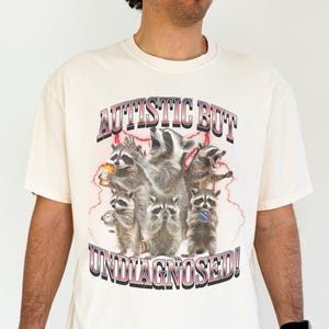 Unhinged Funny Autism Raccoon Shirt, Shirt That Goes Hard, 90s Raccoon Rizz Shirt, Autism Awareness, Weird Shirt, Inappropriate Undiagnosed