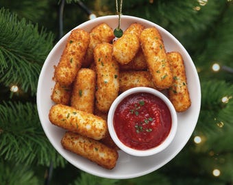Mozzarella Sticks Ornament, Funny Foodie Gift, Italian Brainrot Kitchen Decor, White Elephant, Secret Santa Gag Cadeau voor tiener of beste vriend