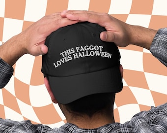 Gay Embroidered Halloween Dad Hat | Gay Hat, Funny Fall LGBTQ Embroidery Hat, Silly Meme Baseball Cap, Autumn Party Spooky Season Hat