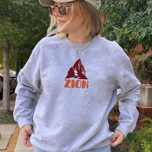 Zion National Park Embroidered Sweatshirt, Retro Hiking Crewneck, Outdoor Adventure Gift, Cozy Utah Travel Sweater, National Parks Top