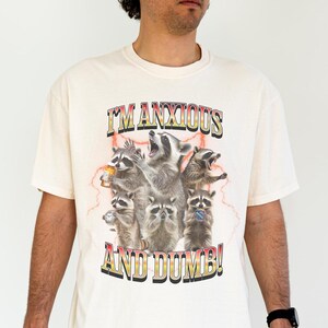Unhinged Funny Anxiety Raccoon Shirt, Shirt That Goes Hard, 90s Raccoon Rizz Shirt, Autism Awareness, Weird Shirt, Inappropriate Undiagnosed