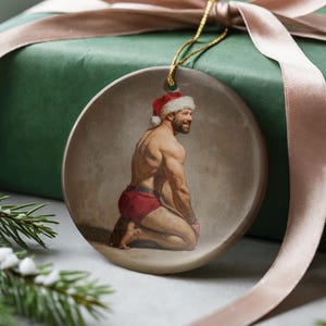 Sexy Santa Ornament, Dirty Gag Gift for Friend, White Elephant Gift, Inappropriate Ornament, Santa Came Twice, Adult Sexual Humor image 1