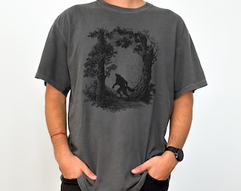 Werewolf Graphic T-Shirt, 90s Vintage Wolfman, Creepy Comfort Colors 90s Tee, Retro Dreamy Abstract Dark Art, Grimdark  Halloween, Y2k Emo