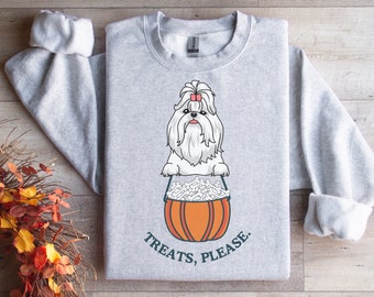 ✧ハロウィン列車✧シーズー シーズーのハロウィン スウェットシャツ | Treats Please、犬の秋