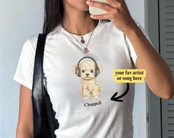 Camiseta personalizada com nome de música para bebê, camiseta com nome de artista, produtos de música rave para festival ou show, camiseta de cantor favorito, camiseta de bebê de verão, presente para ela