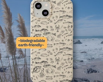 Handyhülle mit Fischmotiv, Sardinen-Design, biologisch abbaubar, für iPhone 11, 12, 13, 14, 15, Samsung S22, Ultra, Pro, Pro Max, Mini, Sommer-Handyhülle