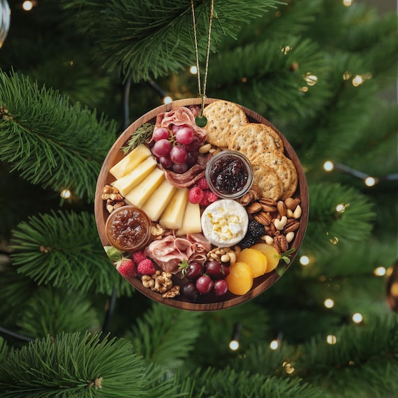Charcuterie Ornament, Wine Ornament, Hostess Gift, White Elephant or Ornament Exchange for Foodies, Cheese Lover
