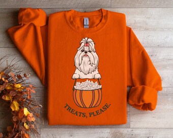 ✧ハロウィン列車✧シーズー シーズーのハロウィン スウェットシャツ | Treats Please、犬の秋
