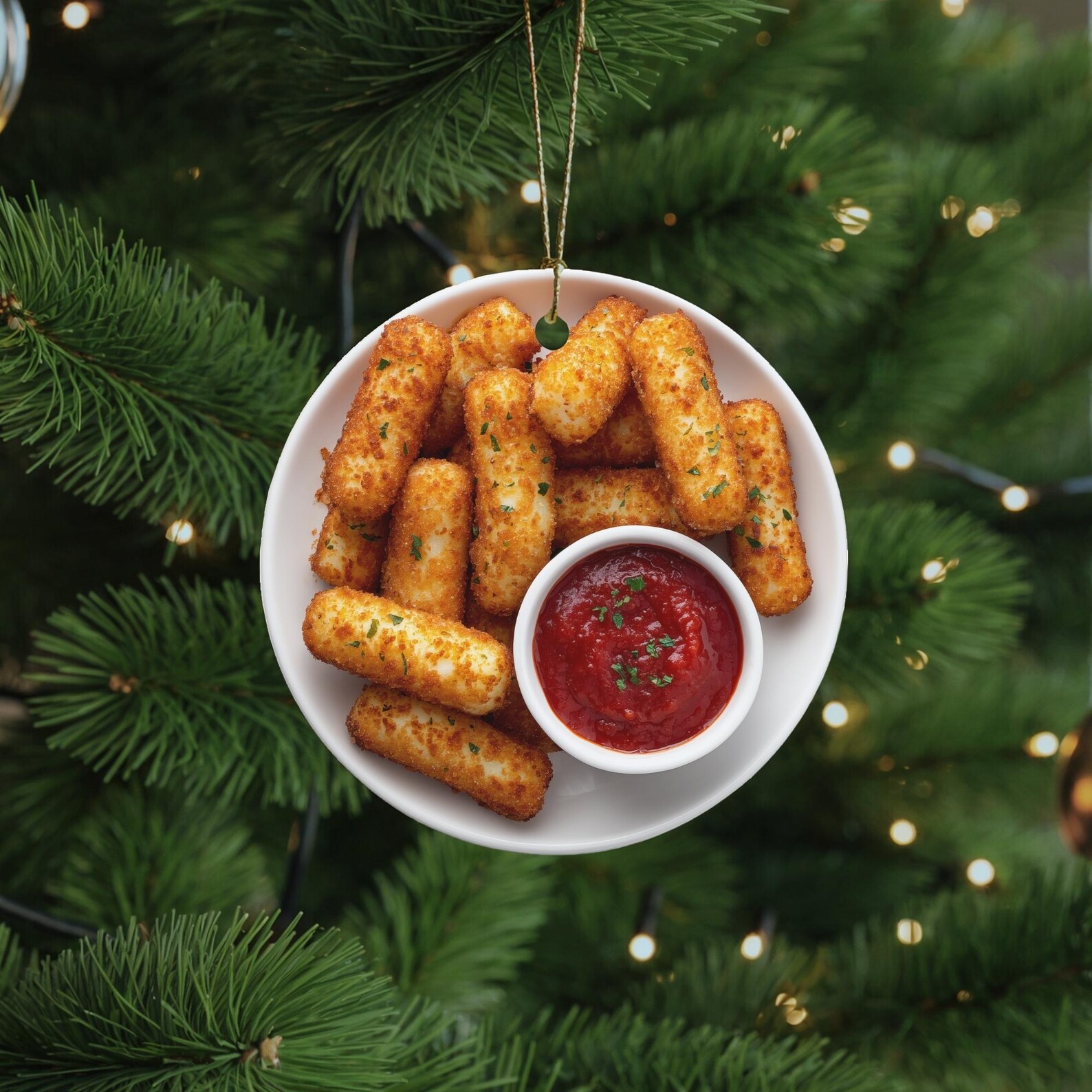 Mozzarella Stick Christmas Ornament - Funny White Elephant Gift Ideas