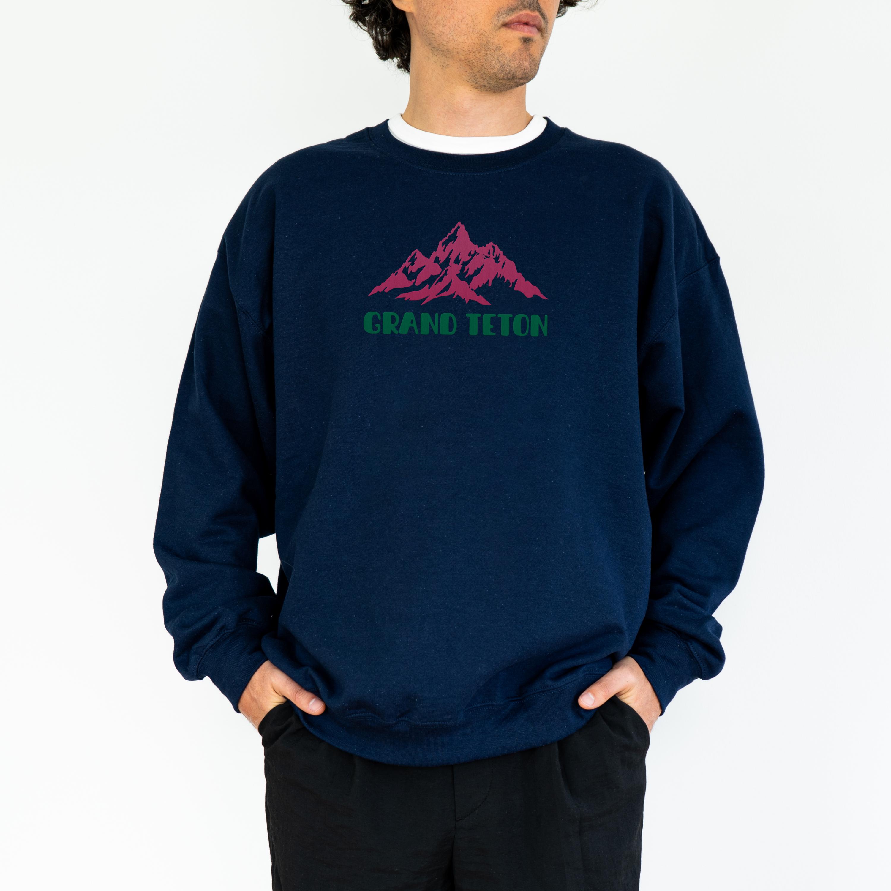 Grand Teton National Park Embroidered Sweatshirt, Retro Hiking 