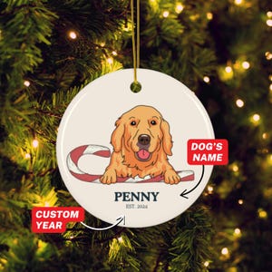 Personalized Golden Retriever Ornament, Custom Dog Ornament, New Puppy Christmas Gifts, Gift For Dog Owners, Pet Lover, Christmas Ornament