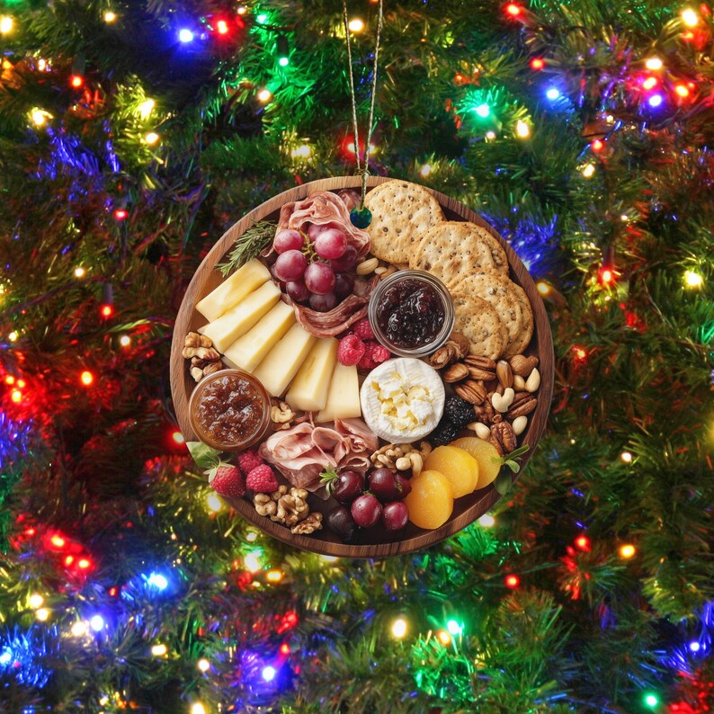 Charcuterieornament, wijnornament, cadeau gastvrouw, witte olifant of ornamentruil voor fijnproevers, kaasliefhebber afbeelding 4