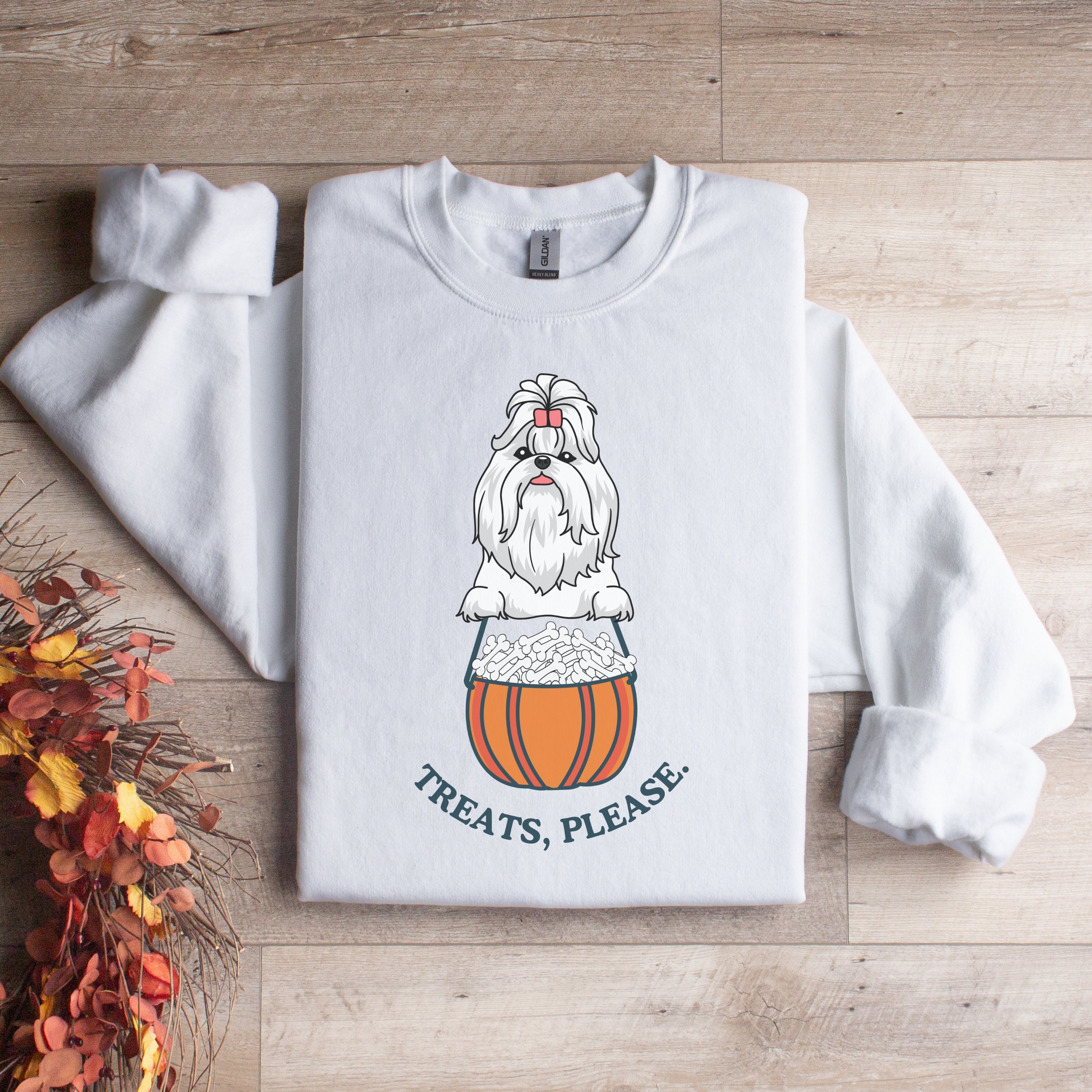 シーズーのハロウィン スウェットシャツ | Treats Please、犬の秋