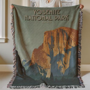 Manta del Parque Nacional de Yosemite, manta tejida para caravana El Capitan, regalo de acampada para parejas aventureras, campamento de chicas con granola, despedida de soltera, regalo para amantes de la naturaleza