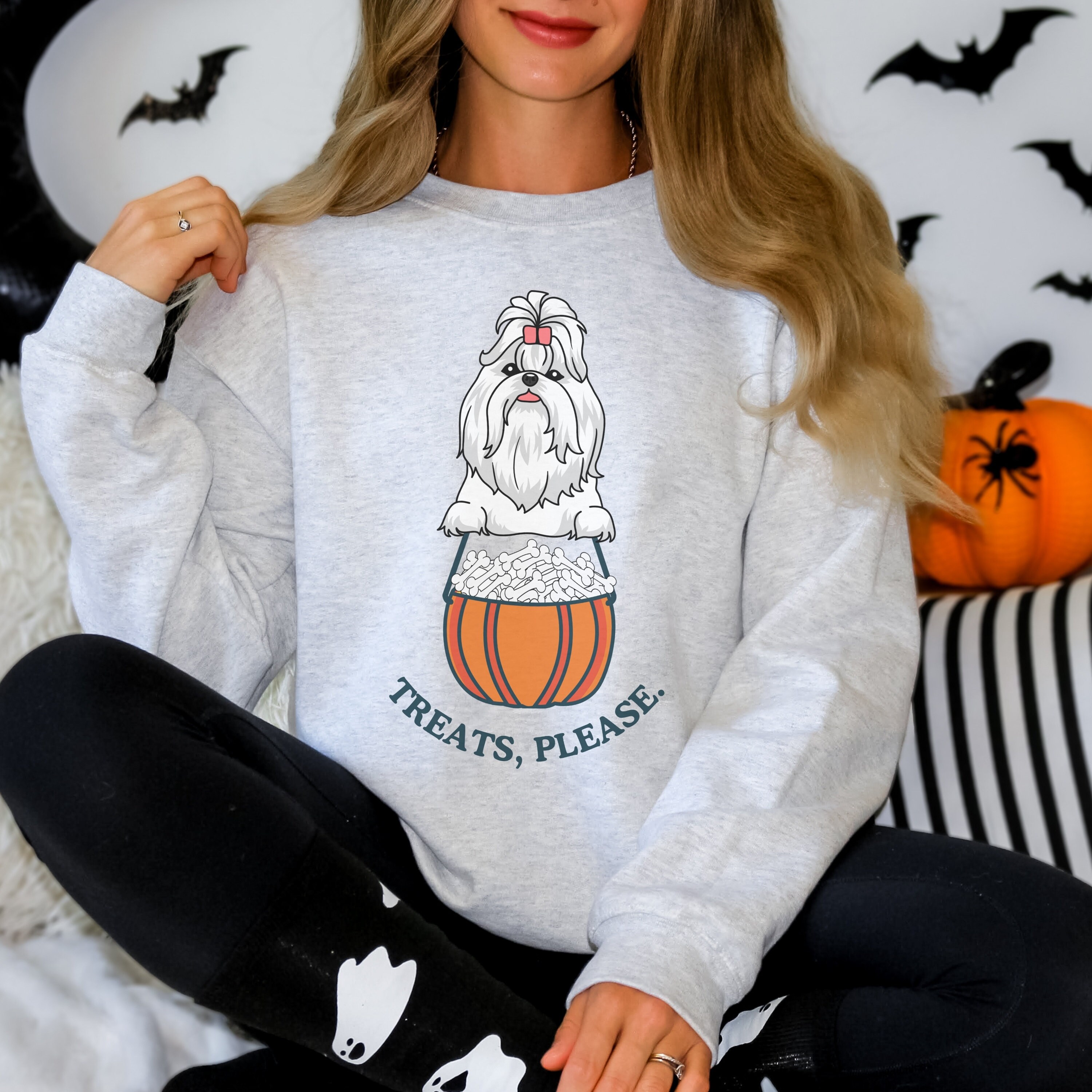 シーズーのハロウィン スウェットシャツ | Treats Please、犬の秋