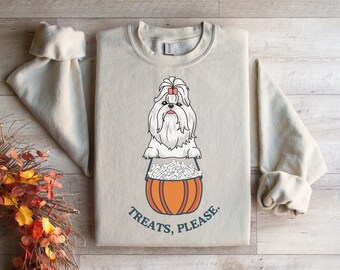 シーズーのハロウィン スウェットシャツ | Treats Please、犬の秋