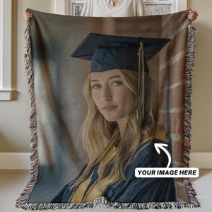Graduation 2026 Woven Throw, Custom Senior Year Photo Blanket, High School Diploma Blanket, Personalized Senior 2026 Gift, College Blanket