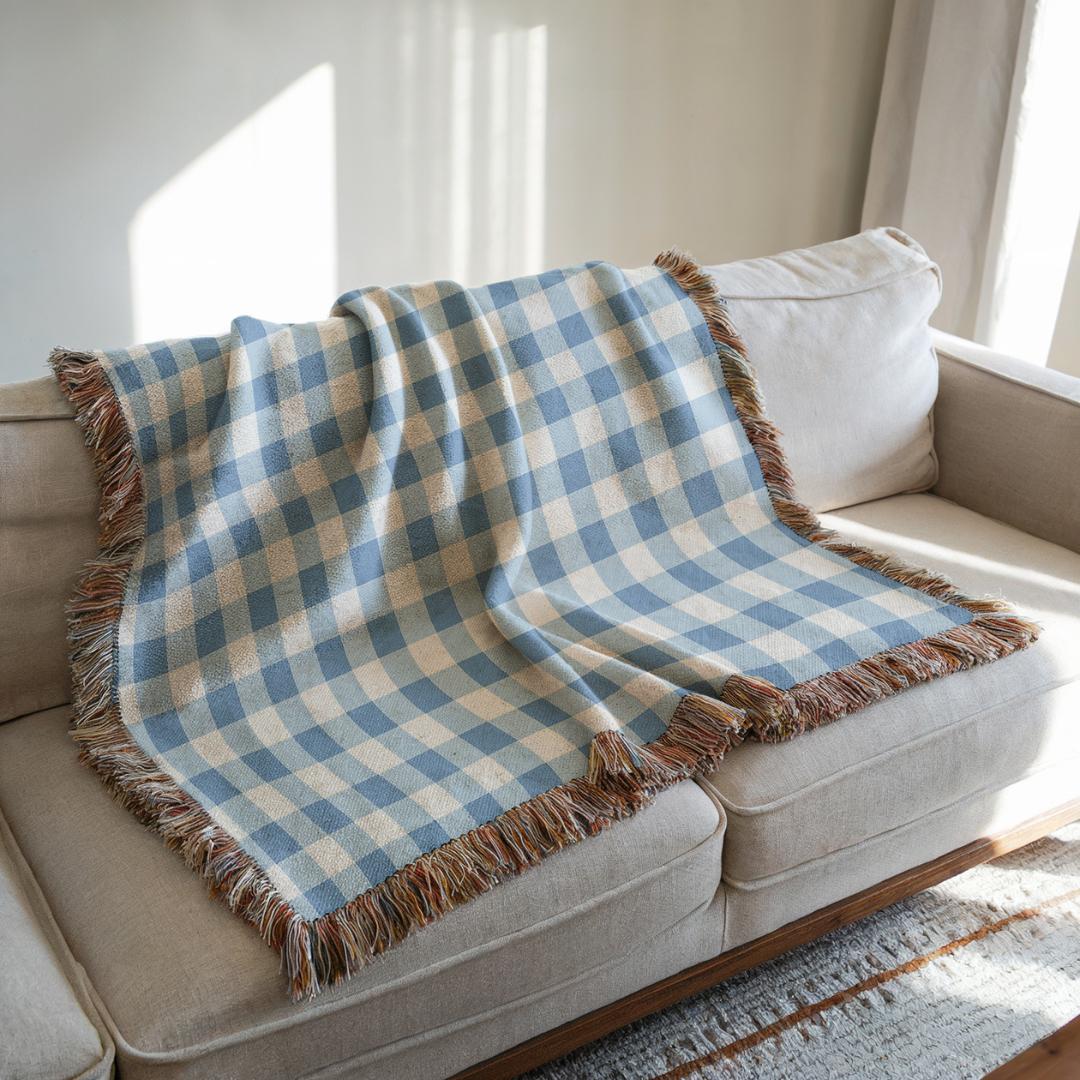 Picnic Blanket, Gingham Blue Large Woven Checkered Blanket for Family  Picnics, Cottagecore Fringed Summer Blanket, Outdoor Picnic Mom Gift - Etsy, image size:1080x1080