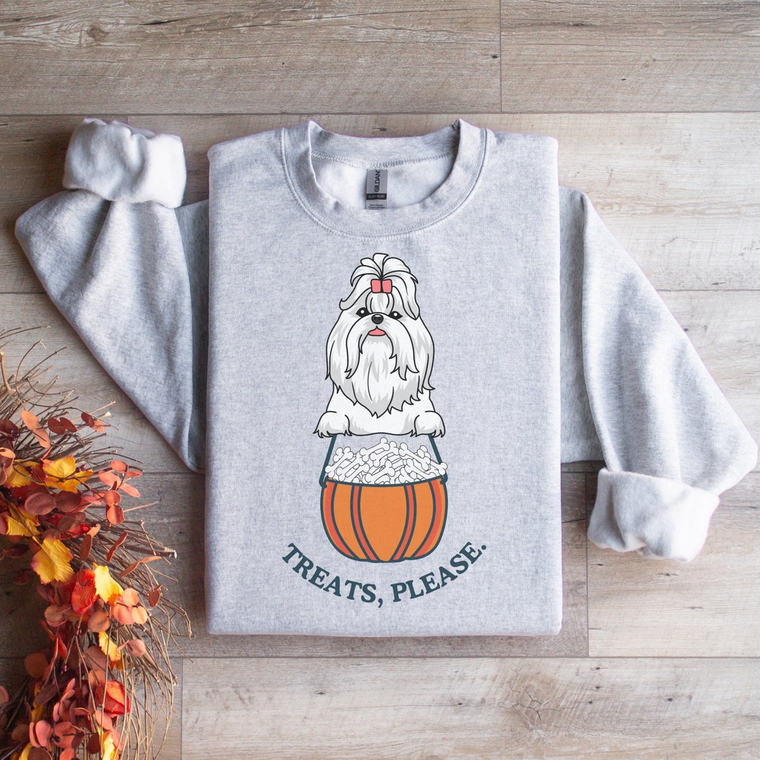 Shih Tzu Halloween Sweatshirt | Treats Please, Dog Fall Autumn ...