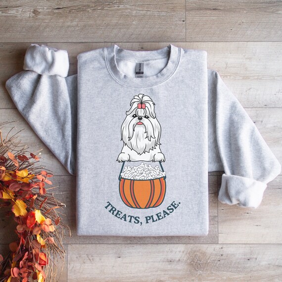 シーズーのハロウィン スウェットシャツ | Treats Please、犬の秋