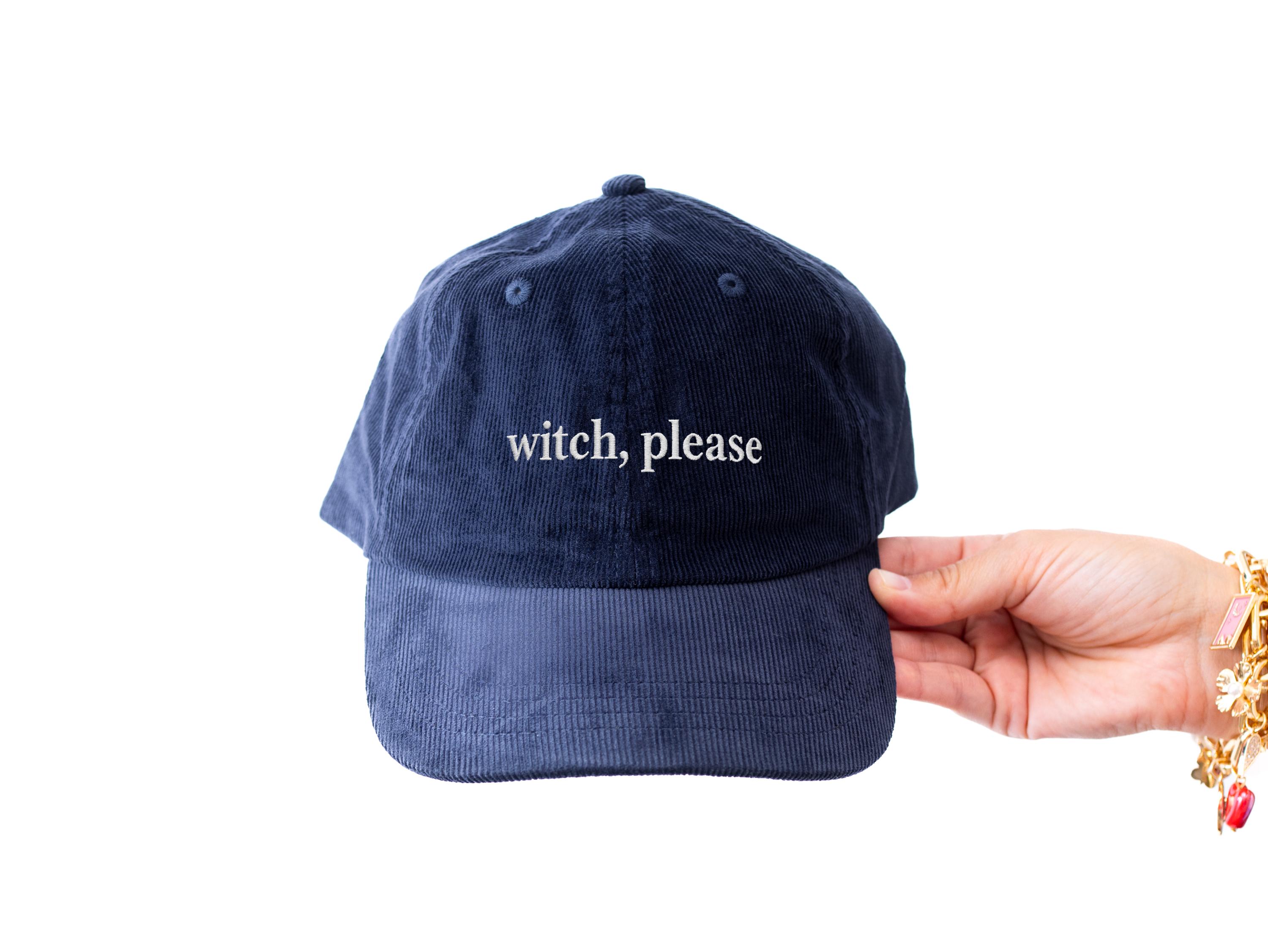 Witch Please Corduroy Cap, Embroidered Halloween Hat, Retro Spooky