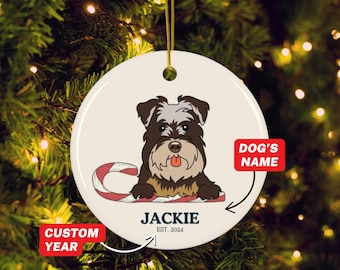 Personalized Schnauzer Ornament, Custom Dog Ornament, New Puppy Christmas Gifts, Gift For Dog Owners, Pet Lover, Christmas Ornament