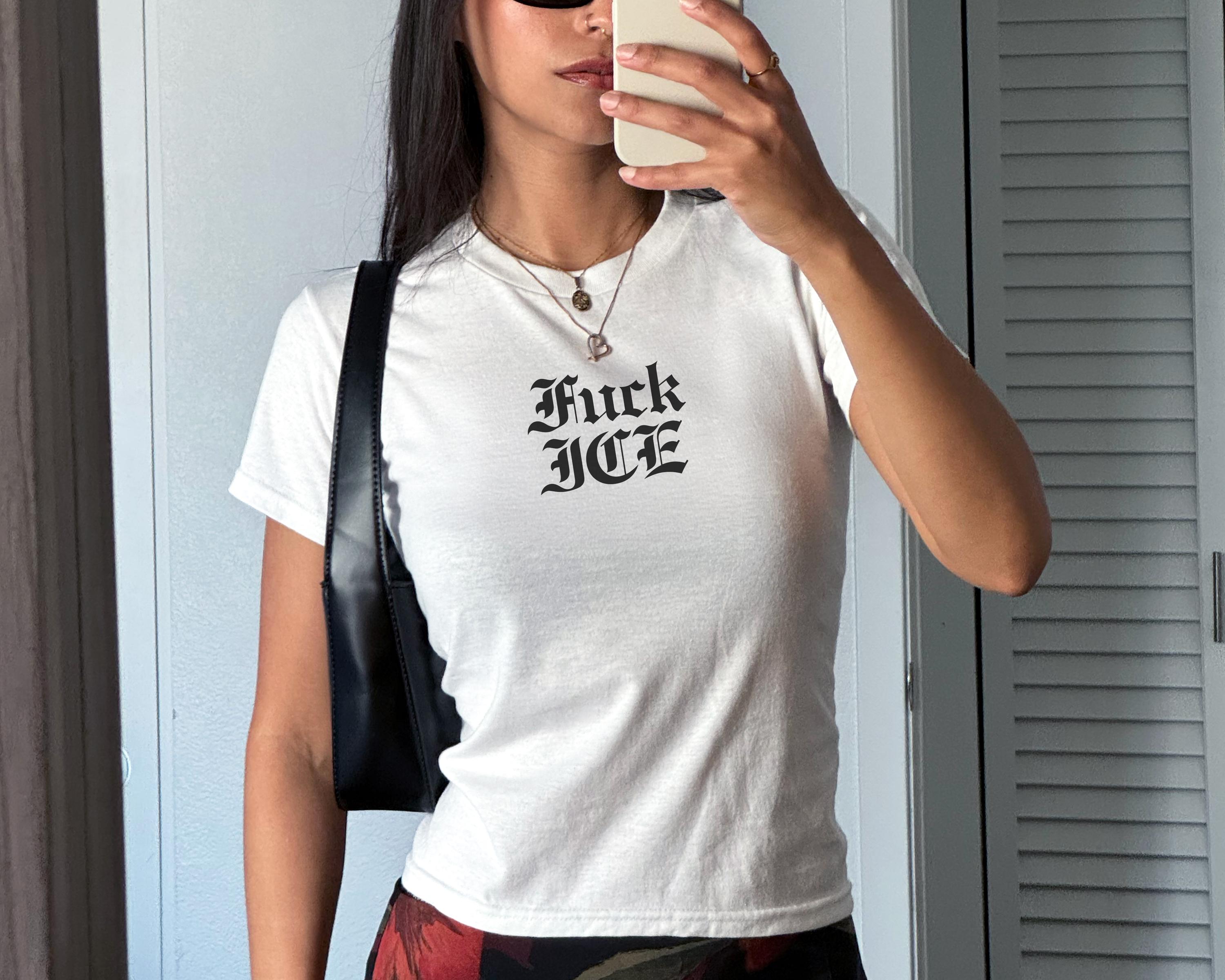 Abolish ICE Baby Tee, Fuck ICE Crop Top, Chinga La Migra Women's