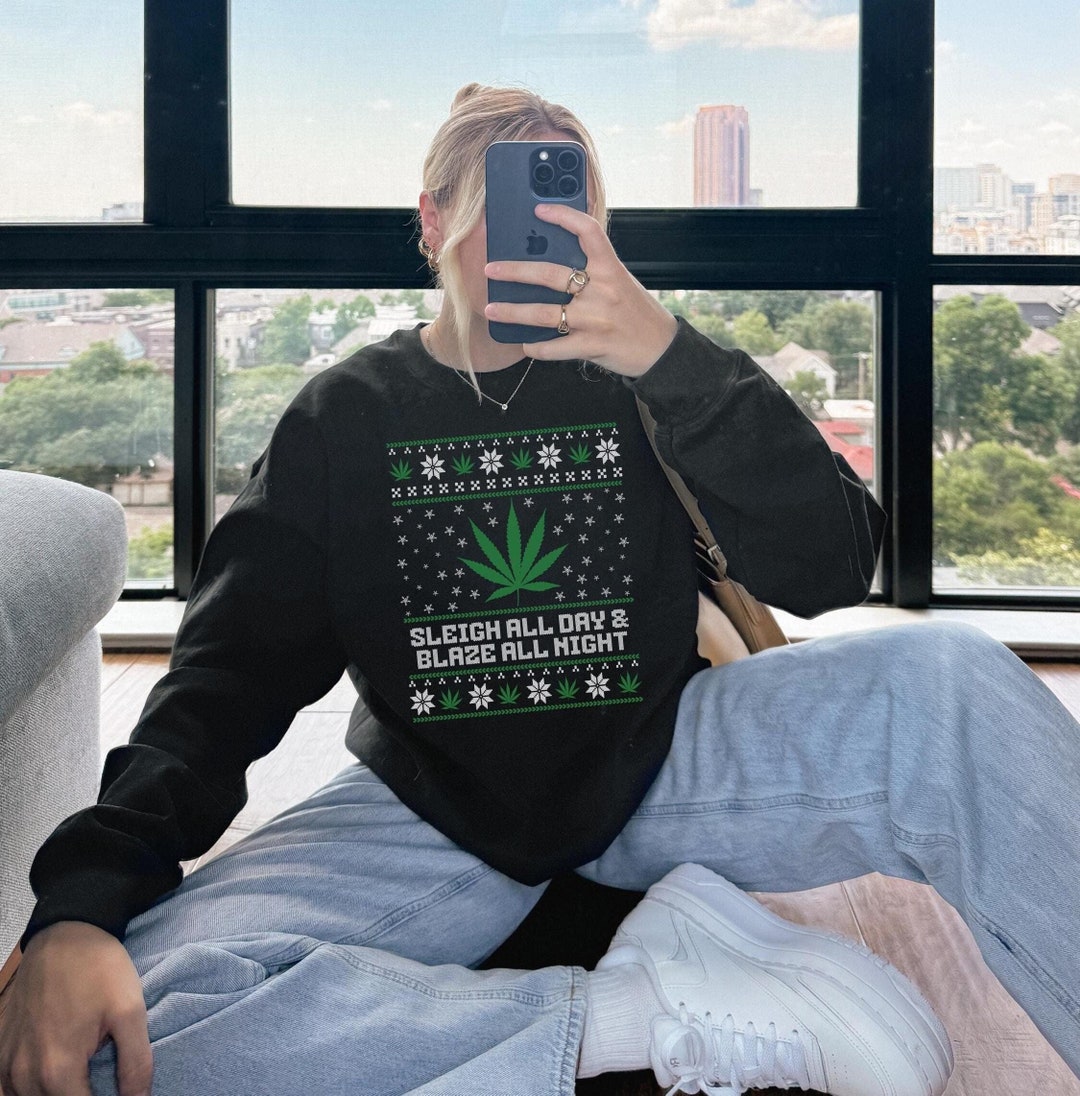 Pothead Ugly Christmas Sweater, Weed Christmas Cannabis Shirt