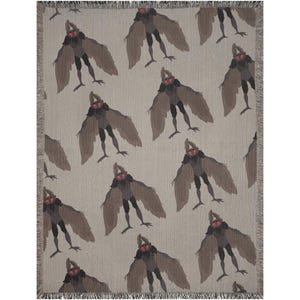 Mothman Woven Throw Blanket, Cryptozoology Gift, Point Pleasant Gift, Cute Cryptid Decor, Respect The Locals zdjęcie 6