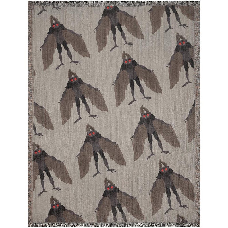 Mothman Woven Throw Blanket, Cryptozoology Gift, Point Pleasant Gift, Cute Cryptid Decor, Respect The Locals zdjęcie 6
