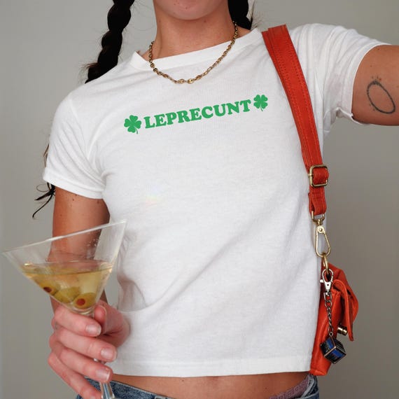 Leprecunt Baby Tee, Dirty St. Patrick's Day Shirt, Funny Redhead Shirt, Cute St Paddys, Kiss Me Im Irish Y2K Style, Saint Patty Parade