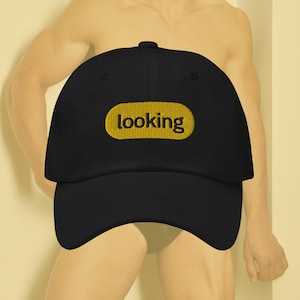 Gay Pride Hat, Looking Gay Dating Tag Embroidered Hat, Funny LGBTQ Hat, Silly Yaoi LGBTQ Hat, Gay Pride, Top Bottom Daddy Twink Cap