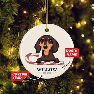Personalized Dachshund Ornament, Custom Wiener Dog Ornament, New Puppy Christmas Gifts, Gift For Dog Owners, Pet Lover, Christmas Ornament